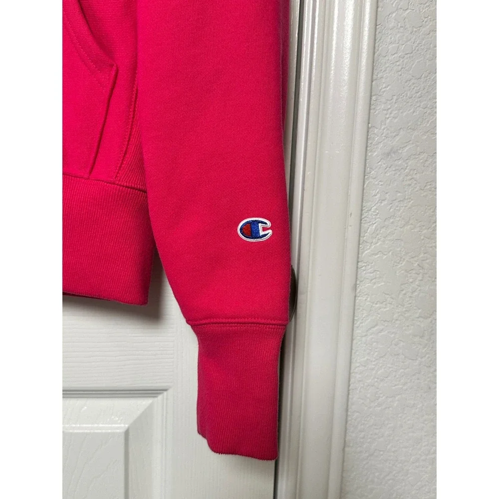 Champion Reverse Weave Magenta Pink Hoodie Sweatshirt Men's Sz Small Embroidered